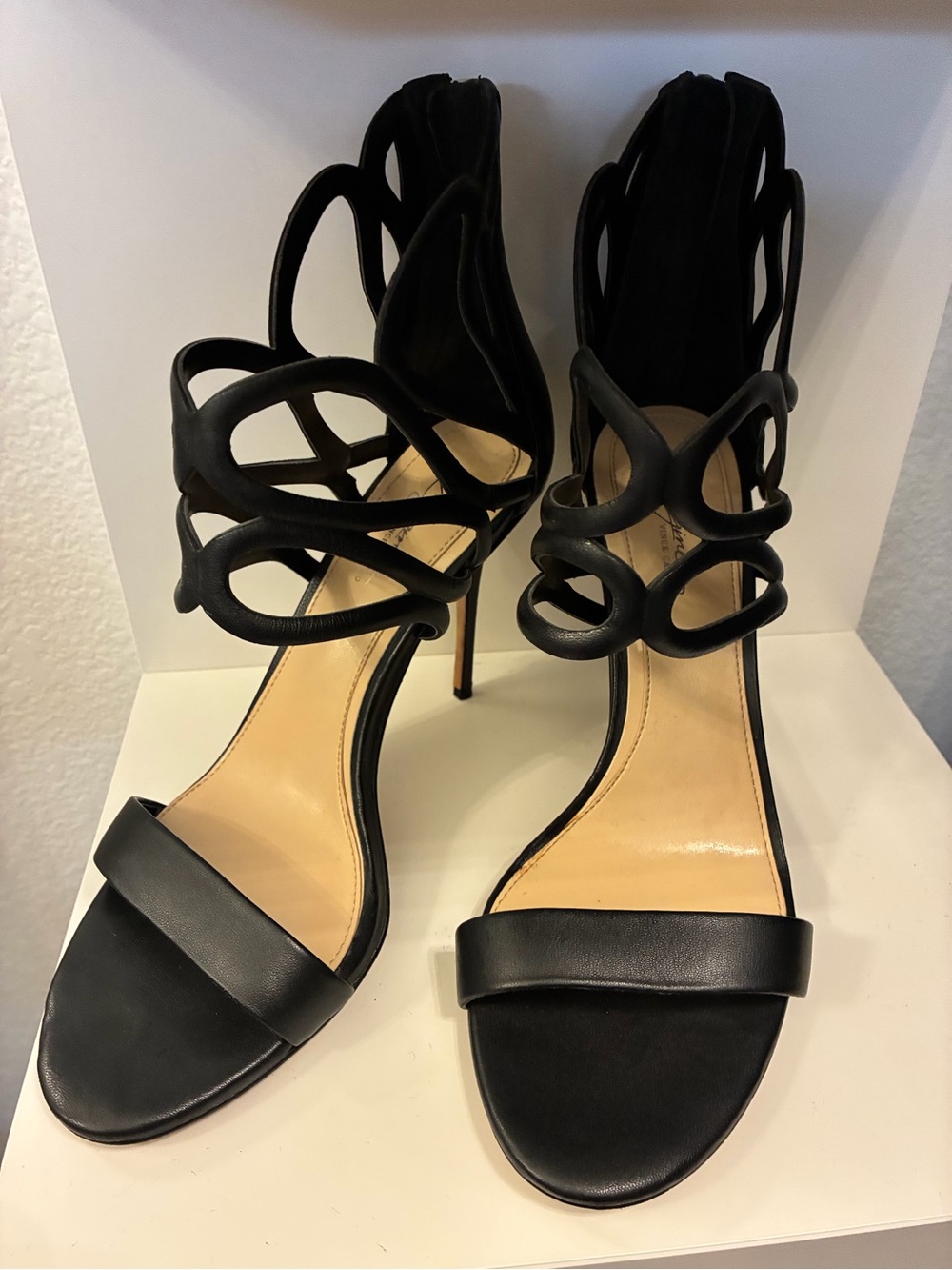 Vince Camuto Black Sculptural Cutout High Heel Sandals